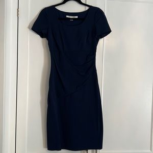 Diane Von Furstenburg Blue Short Sleeve Ruched Dress